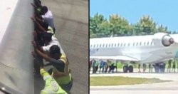 Airplane pushed on runway.jpg Airplane pushed on runway.jpg