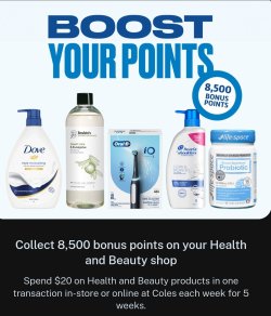 5x$20 on health and beauty - 8500 flybuys 5x$20 on health and beauty - 8500 flybuys