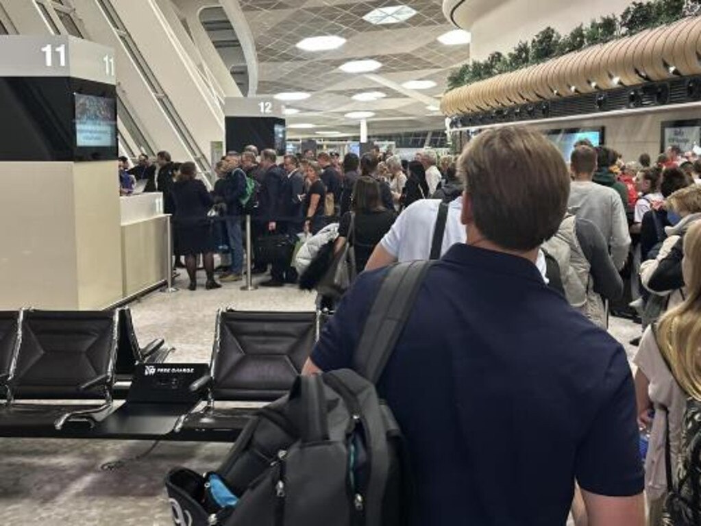 Kylie said they waited 11 hours at Baku Airport. Picture: Supplied